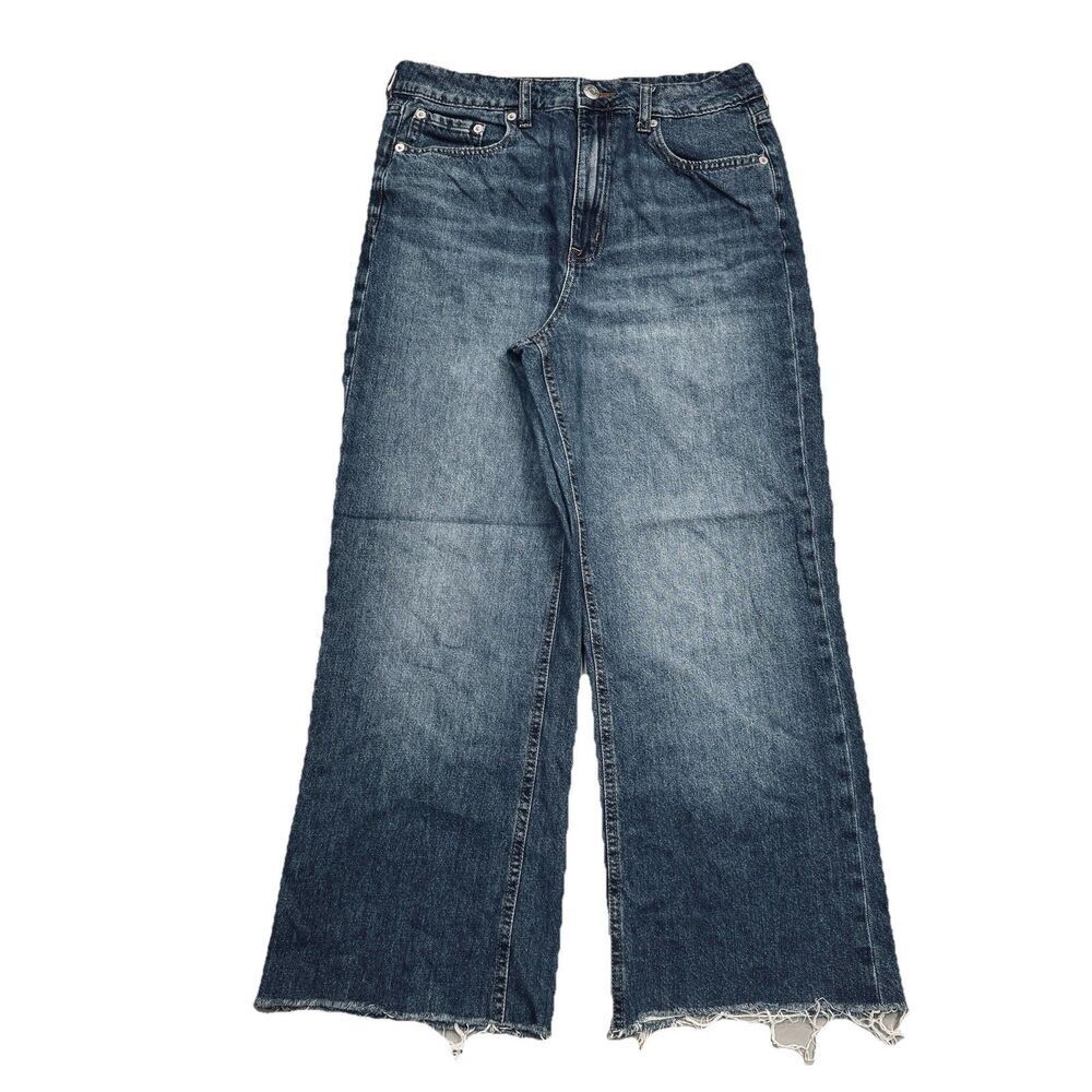 Aeropostale High Rise Wide Leg Ankle Jeans 10 (29x26) Blue Altered Cotton Womens